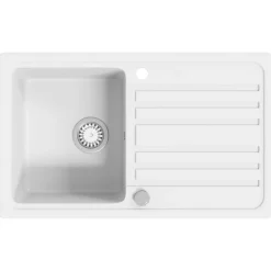 vidaXL Fregadero reversible de granito una cubeta escurridor Blanco Hot