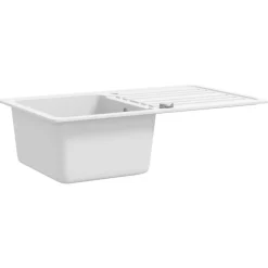 vidaXL Fregadero reversible de granito una cubeta escurridor Blanco Hot