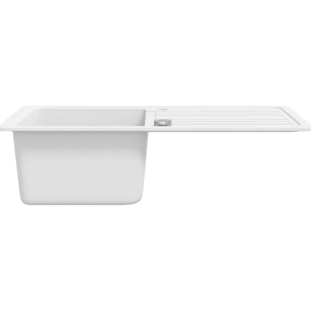 vidaXL Fregadero reversible de granito una cubeta escurridor Blanco Hot