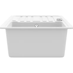 vidaXL Fregadero reversible de granito una cubeta escurridor Blanco Hot