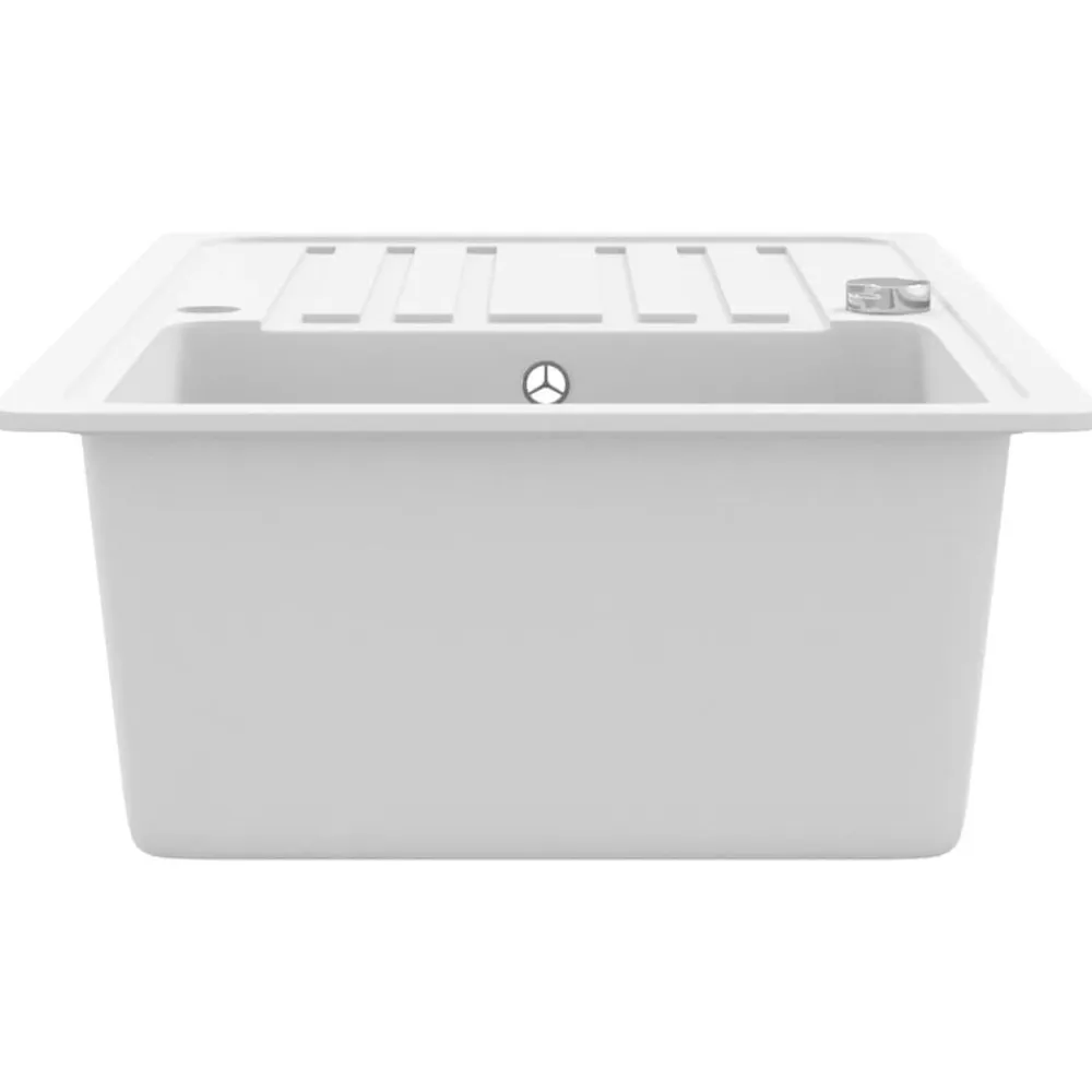 vidaXL Fregadero reversible de granito una cubeta escurridor Blanco Hot