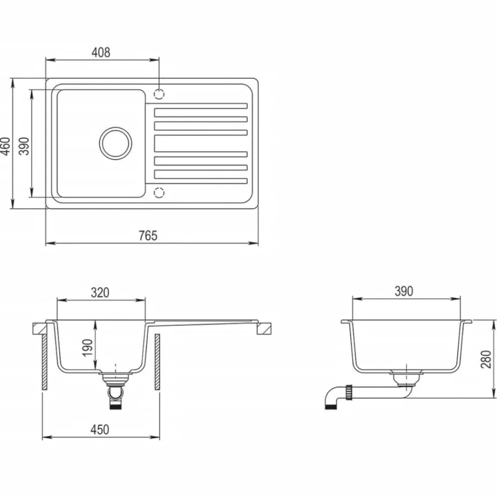 vidaXL Fregadero reversible de granito una cubeta escurridor Blanco Hot