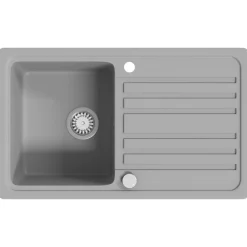 vidaXL Fregadero reversible de granito de una cubeta con escurridor Gris Outlet