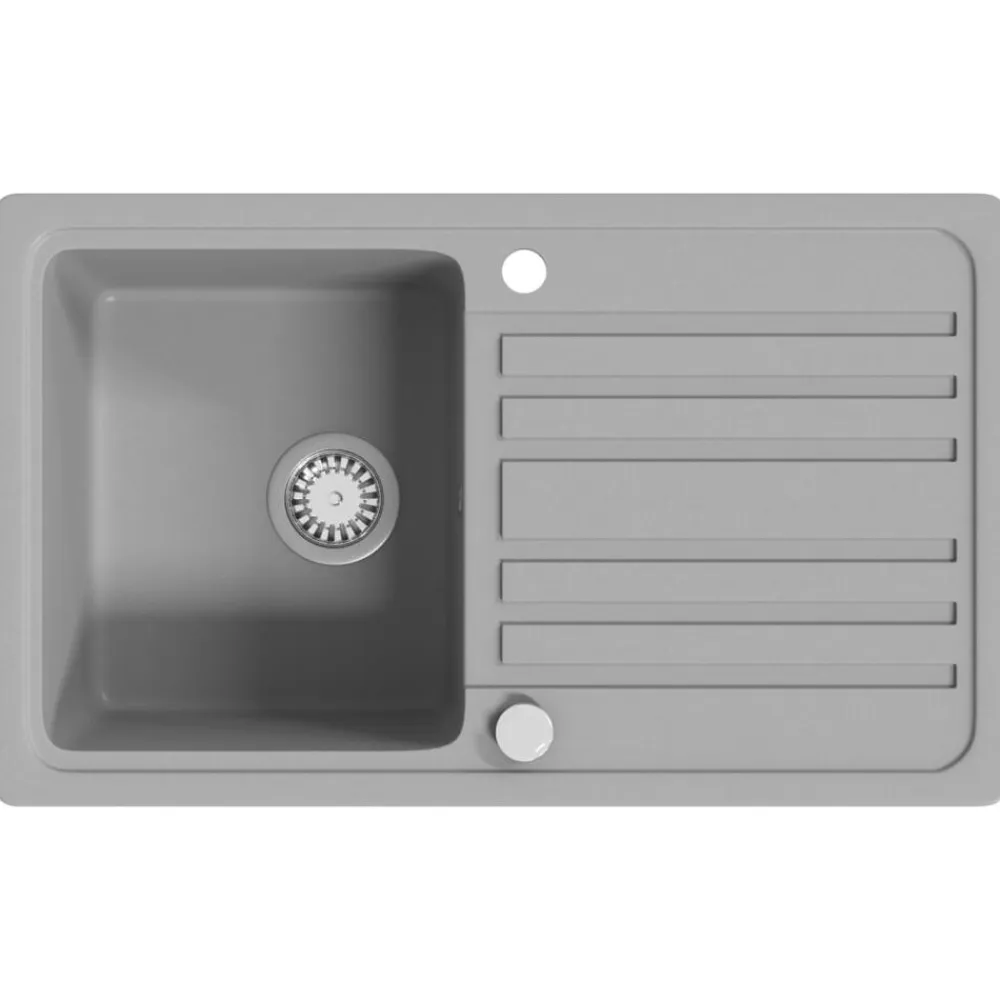 vidaXL Fregadero reversible de granito de una cubeta con escurridor Gris Outlet