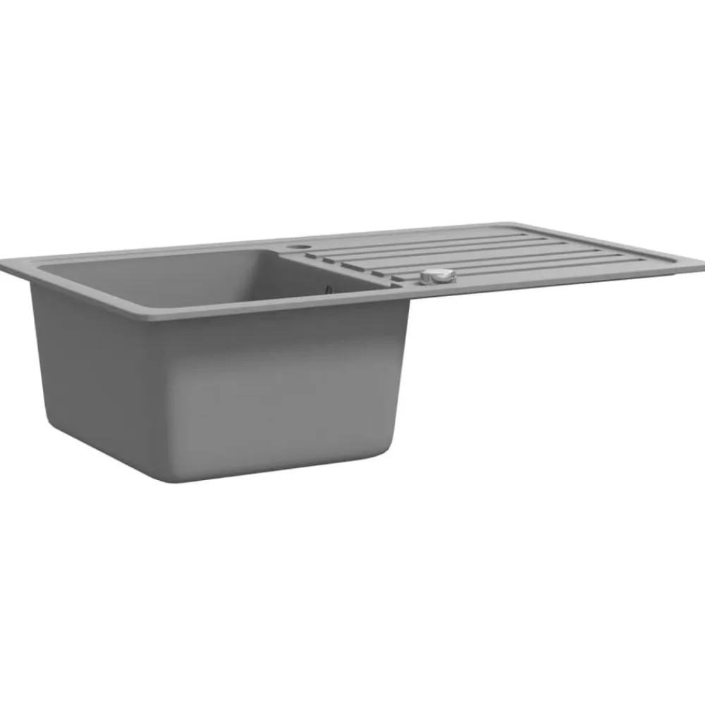 vidaXL Fregadero reversible de granito de una cubeta con escurridor Gris Outlet