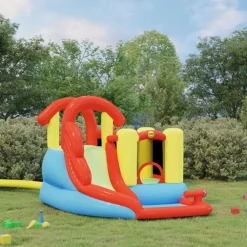 Happy Hop Estructuras Para Juegos Al Aire Libre-Castillo hinchable con tobogán y piscina 280x319x211 cm