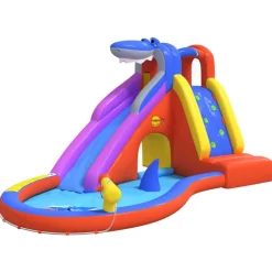 Happy Hop Estructuras Para Juegos Al Aire Libre-Tobogán de agua inflable con piscina PVC 450x320x240 cm