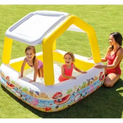 INTEX Piscina Y Spa-Piscina hinchable con parasol 157x157x122 cm
