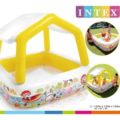 INTEX Piscina Y Spa-Piscina inflable con parasol 157x157x122 cm