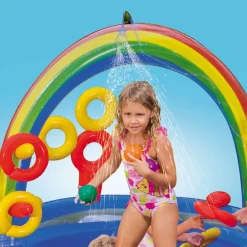 INTEX Piscina inflable Rainbow Ring Play Center 297x193 x135cm 57453NP Best