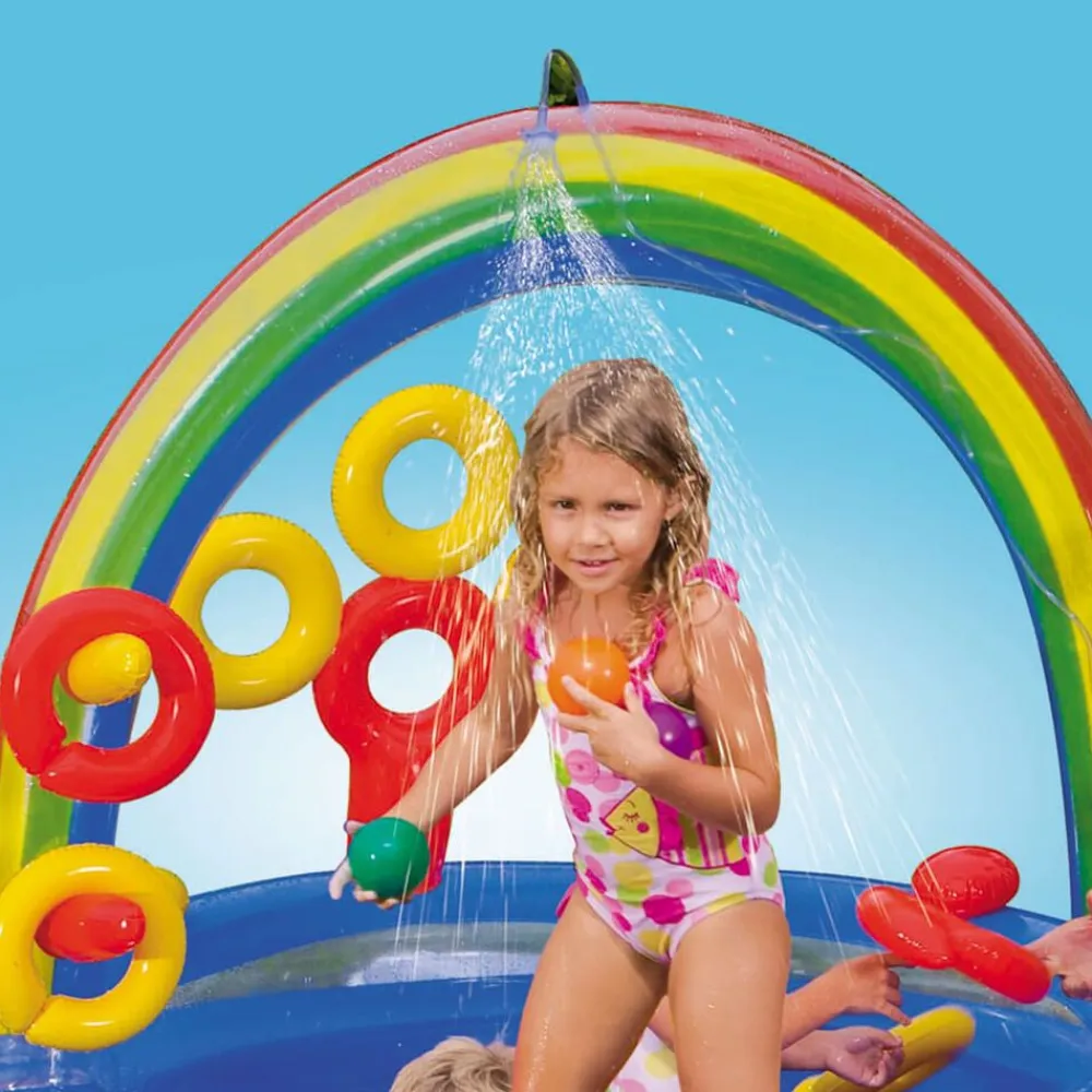 INTEX Piscina inflable Rainbow Ring Play Center 297x193 x135cm 57453NP Best