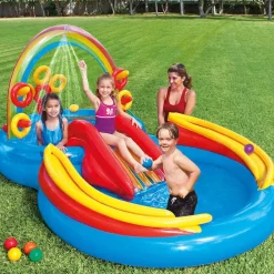 INTEX Piscina inflable Rainbow Ring Play Center 297x193 x135cm 57453NP Best