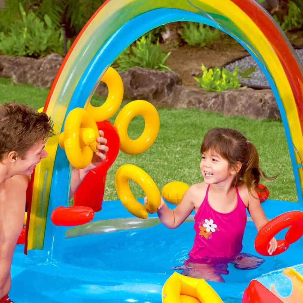 INTEX Piscina inflable Rainbow Ring Play Center 297x193 x135cm 57453NP Best