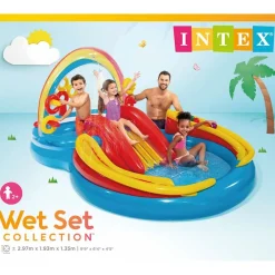 INTEX Piscina inflable Rainbow Ring Play Center 297x193 x135cm 57453NP Best