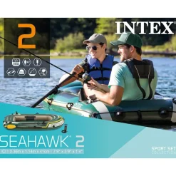 INTEX Actividades Al Aire Libre-Set de barca inflable con remos y bomba Seahawk 2 68347NP