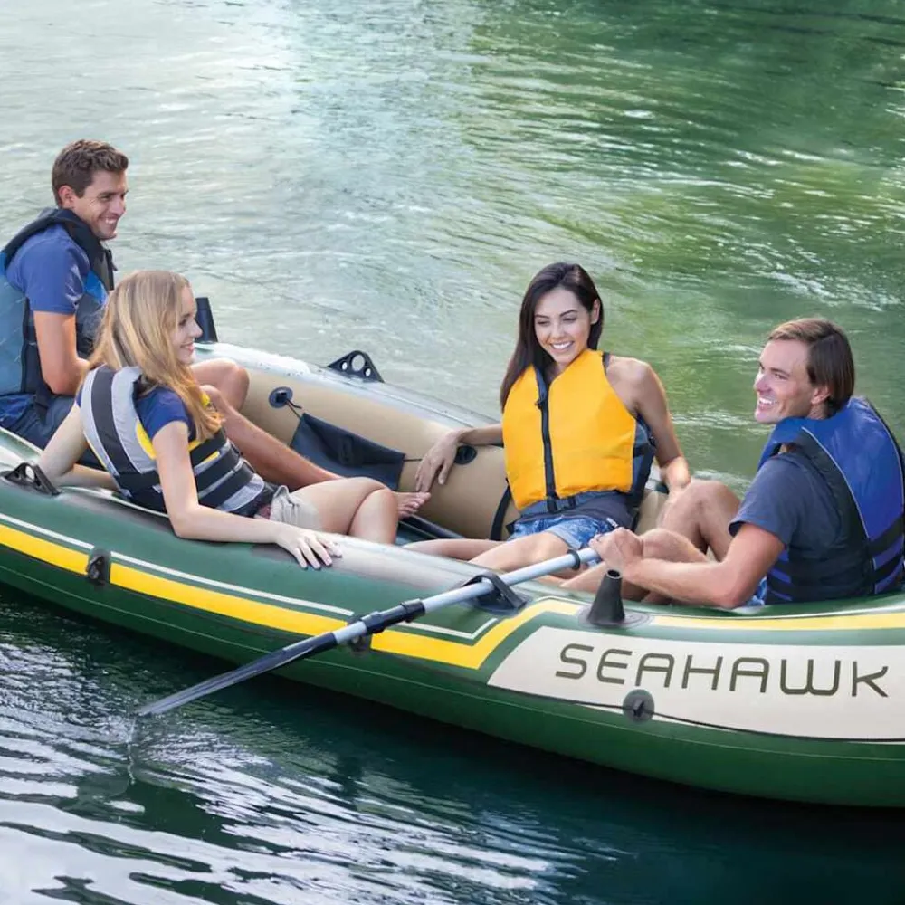 INTEX Actividades Al Aire Libre-Set de barca inflable con remos y bomba Seahawk 4 68351NP