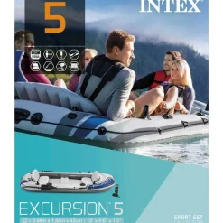 INTEX Set de barca inflable con remos y bomba Excursion 5 68325NP Discount