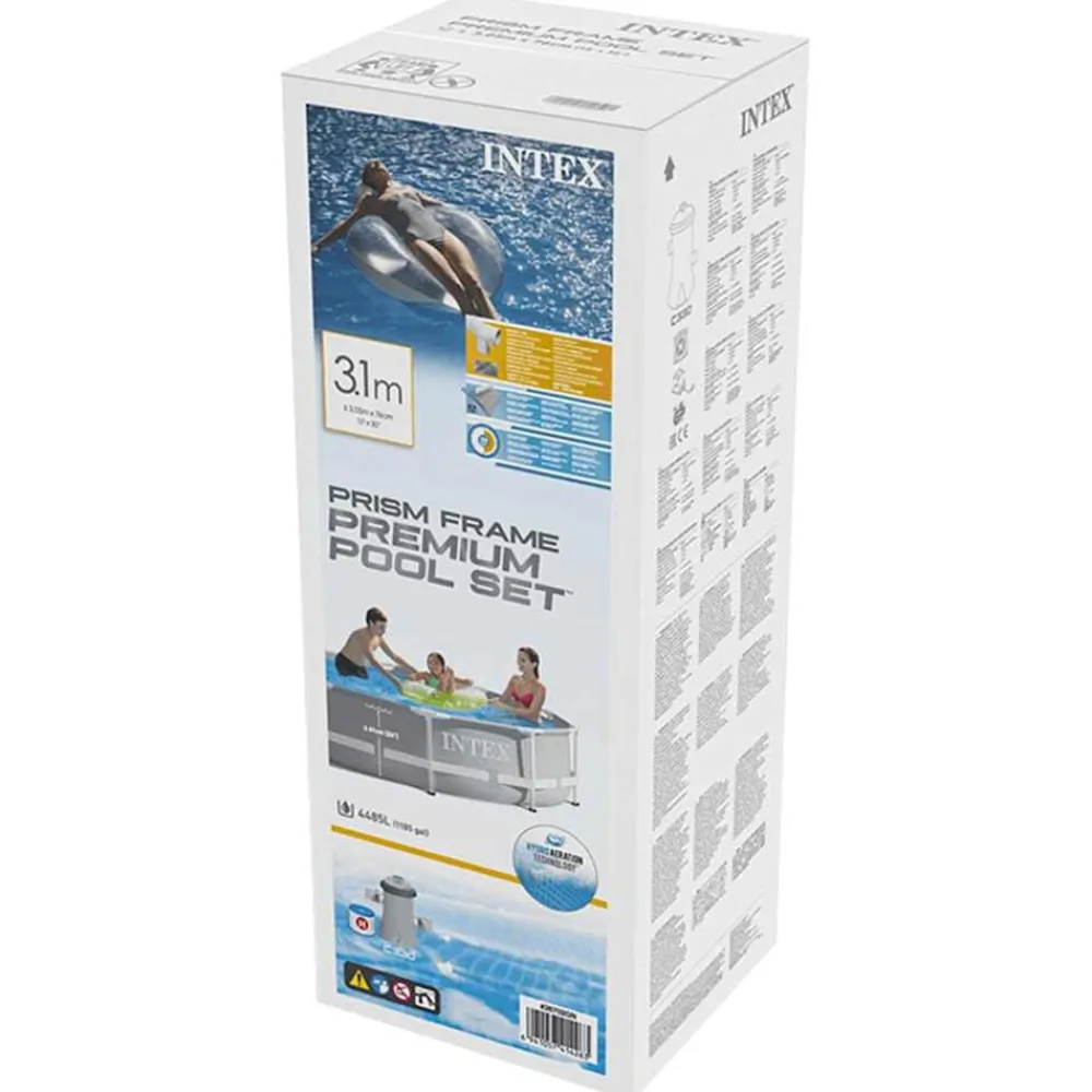 INTEX Set de piscina estructura de prisma calidad superior 305x76 cm
