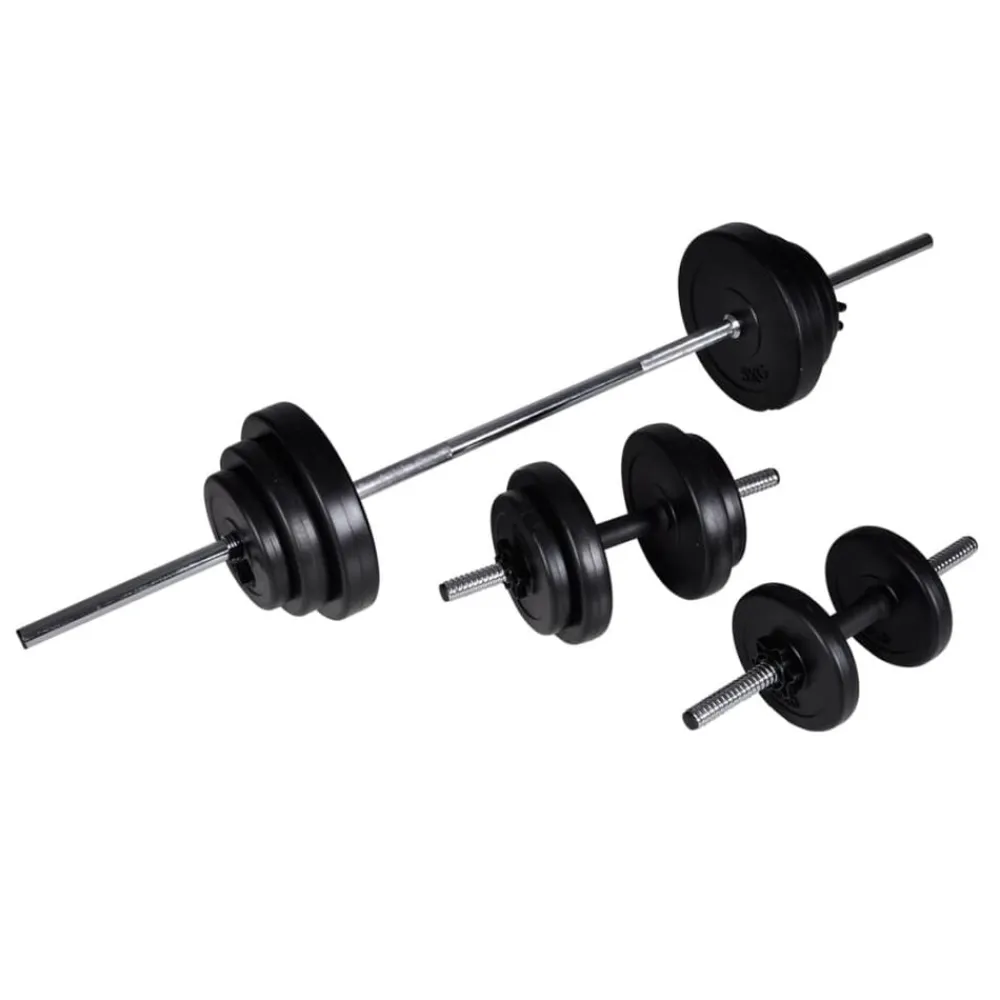 vidaXL Fitness Y Musculación-Juego de barras + 2 mancuernas 30,5kg
