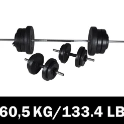 vidaXL Juego de barras + 2 mancuernas 60,5kg Online