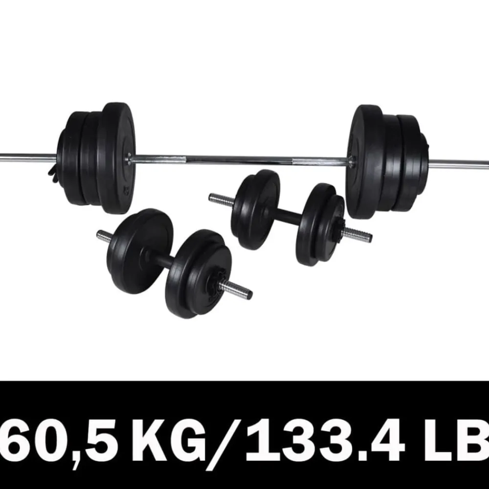 vidaXL Juego de barras + 2 mancuernas 60,5kg Online