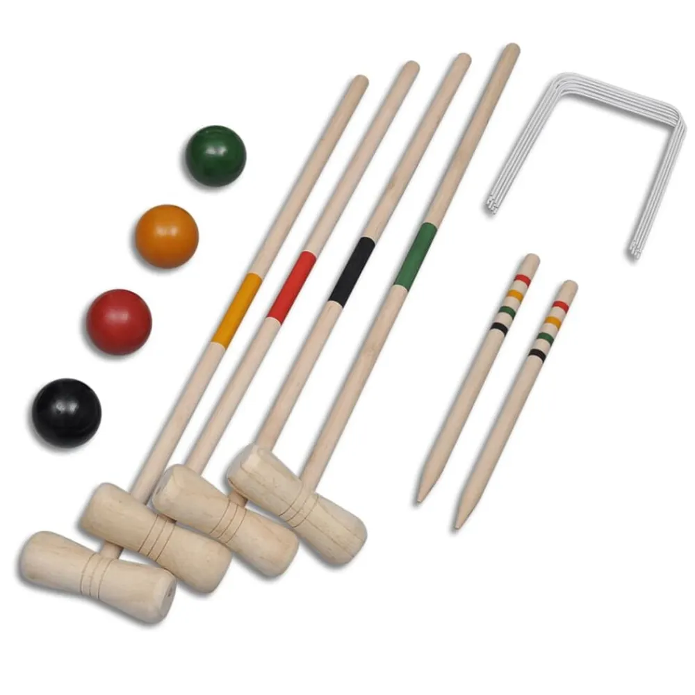 vidaXL Actividades Al Aire Libre-Juego de croquet de madera para 4 jugadores