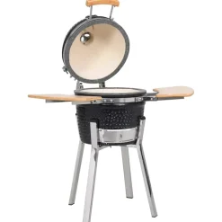vidaXL Kamado Barbacoa Parrilla y Ahumador Cerámico 33 cm Negro Online