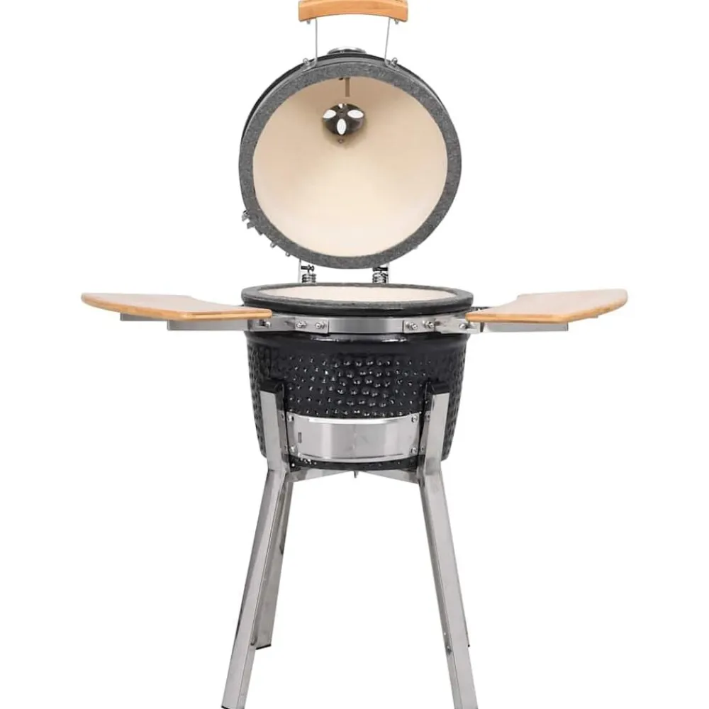 vidaXL Kamado Barbacoa Parrilla y Ahumador Cerámico 33 cm Negro Online