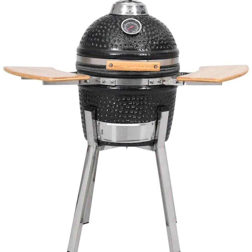 vidaXL Kamado Barbacoa Parrilla y Ahumador Cerámico 33 cm Negro Online