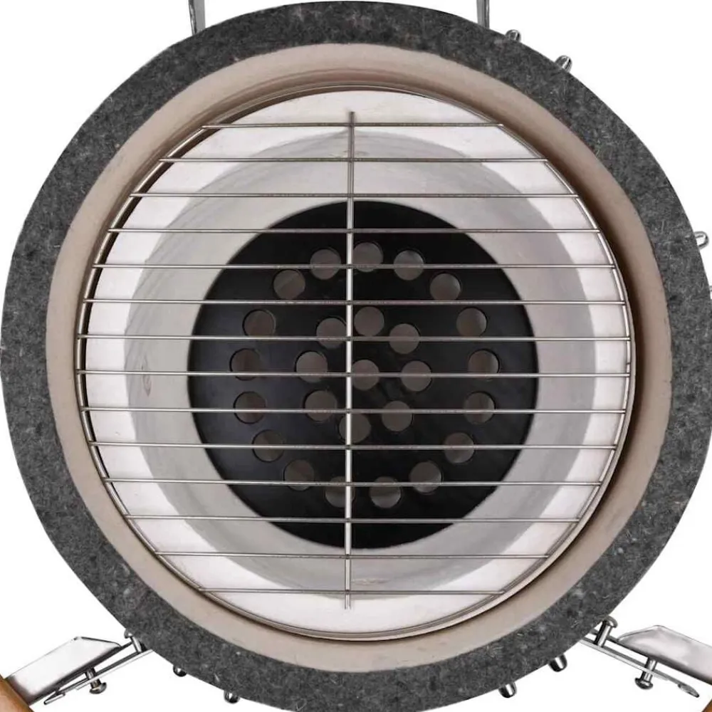 vidaXL Kamado Barbacoa Parrilla y Ahumador Cerámico 33 cm Negro Online