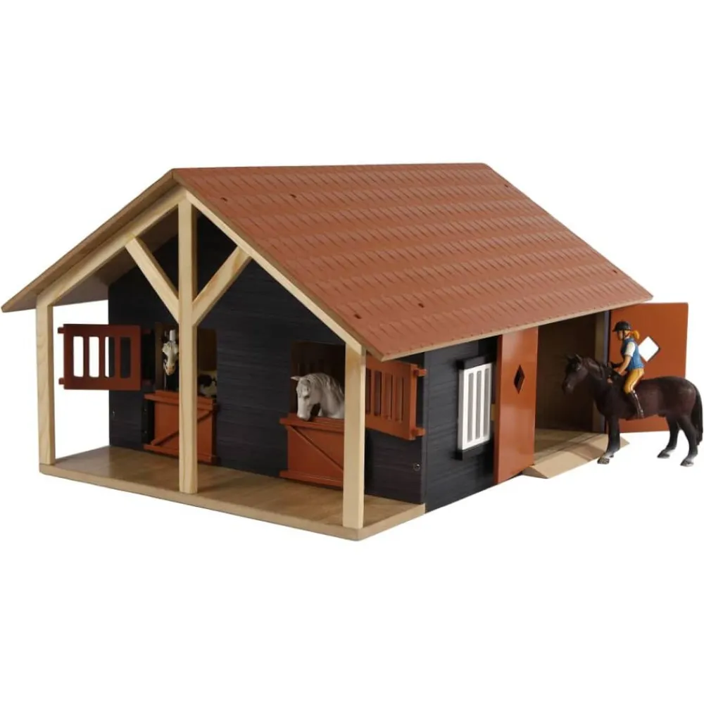 Kids Globe Juguetes-Establos de granja con 2 cajones y 1 taller 1:24 610167