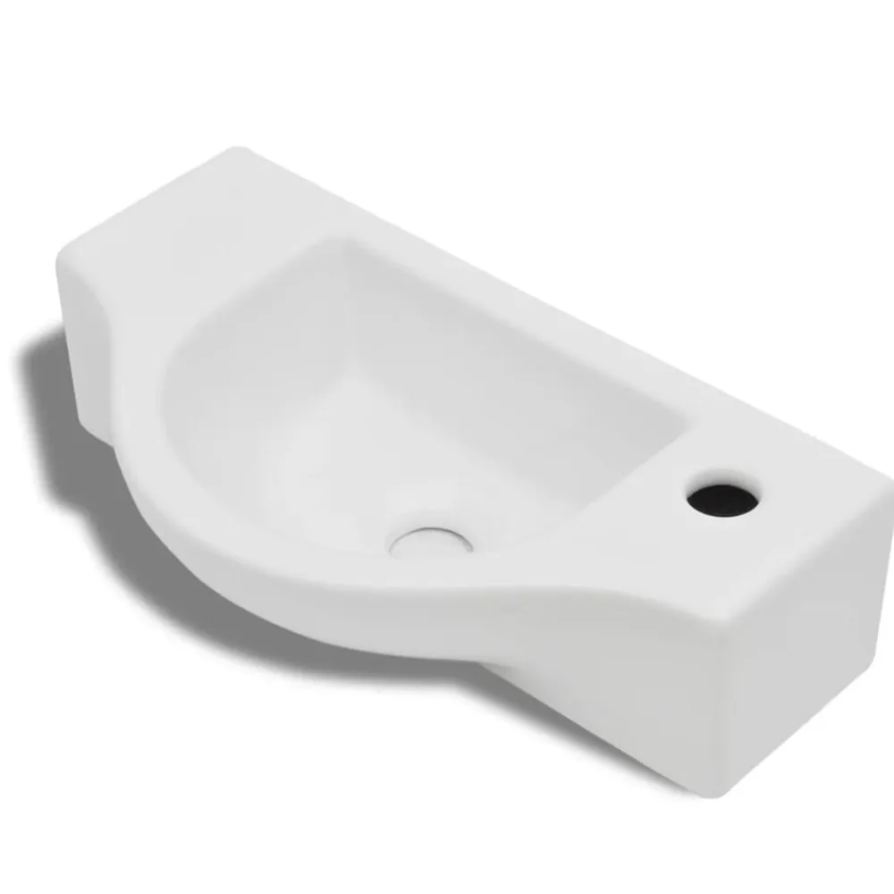 vidaXL Lavabo de cerámica con agujero para grifo Blanco Sale