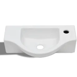 vidaXL Lavabo de cerámica con agujero para grifo Blanco Sale