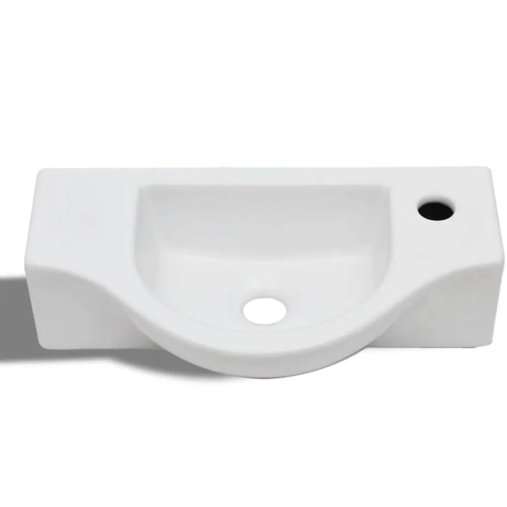 vidaXL Lavabo de cerámica con agujero para grifo Blanco Sale
