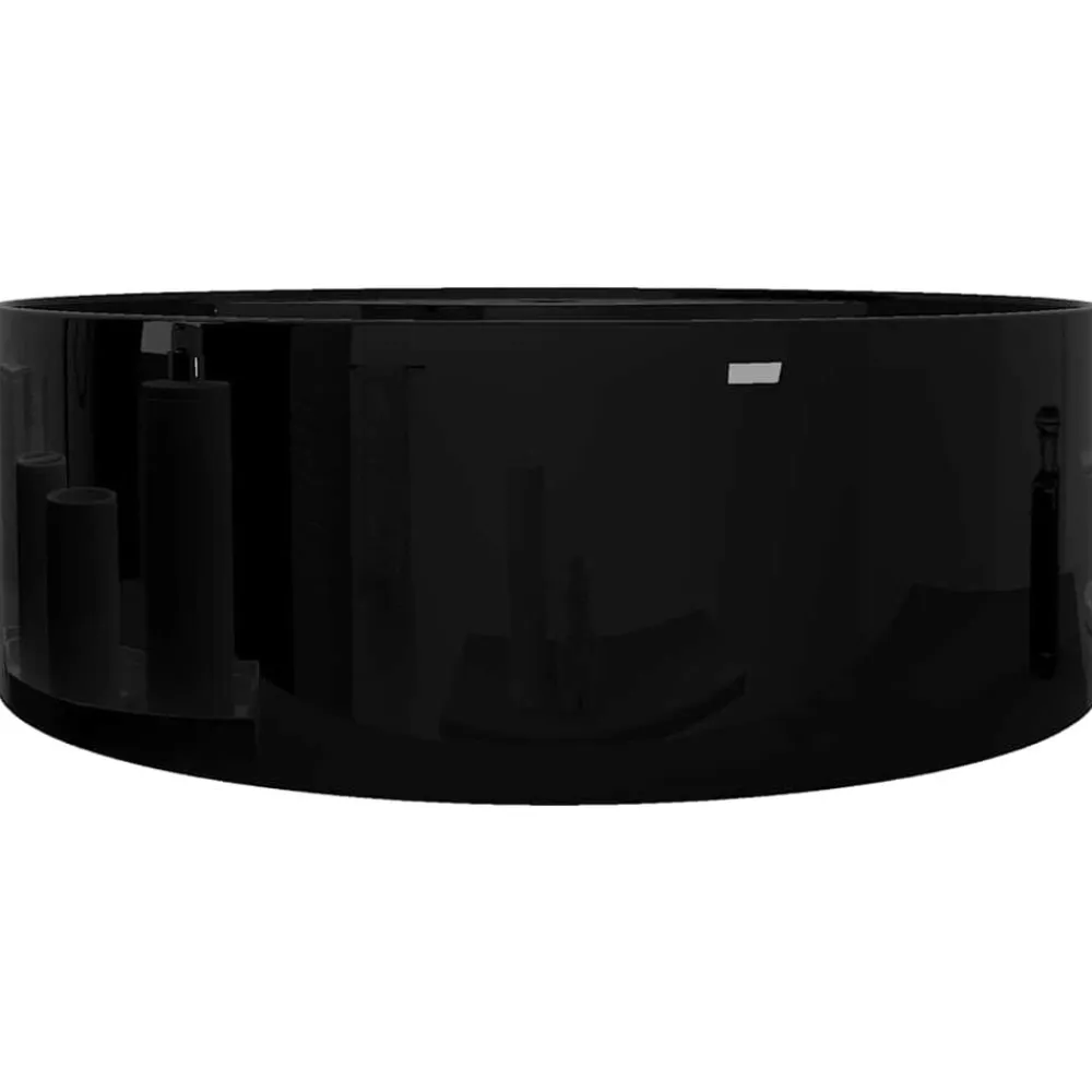 vidaXL Lavabo de cerámica con agujero para grifo/desagüe redondo Negro Hot