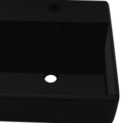 vidaXL Fontanería-Lavabo de cerámica con agujero para grifo/desagüe cuadrado