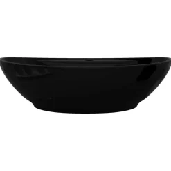 vidaXL Lavabo de cerámica con agujero para grifo/desagüe ovalado Negro Sale