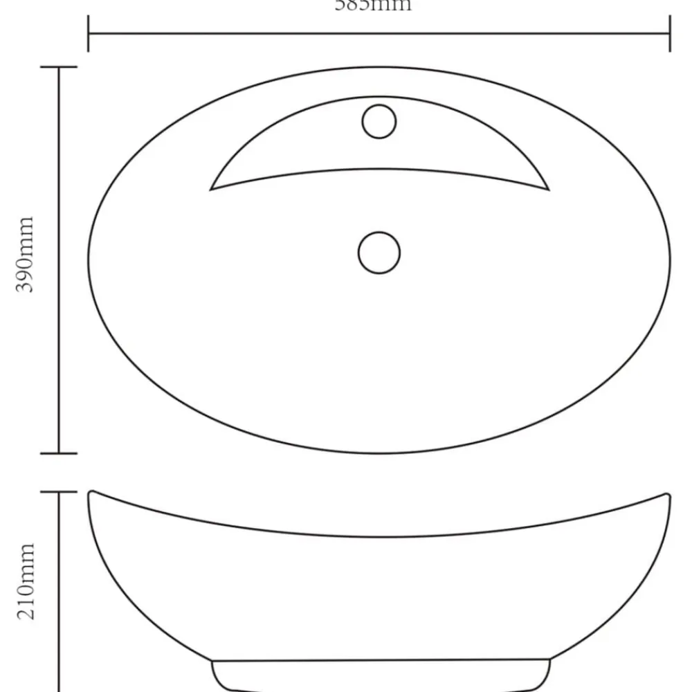 vidaXL Lavabo de cerámica con agujero para grifo/desagüe ovalado Negro Sale