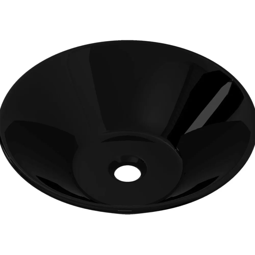 vidaXL Lavabo de cerámica redondo Negro Hot