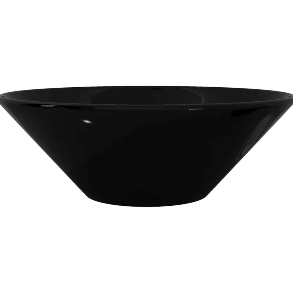 vidaXL Lavabo de cerámica redondo Negro Hot