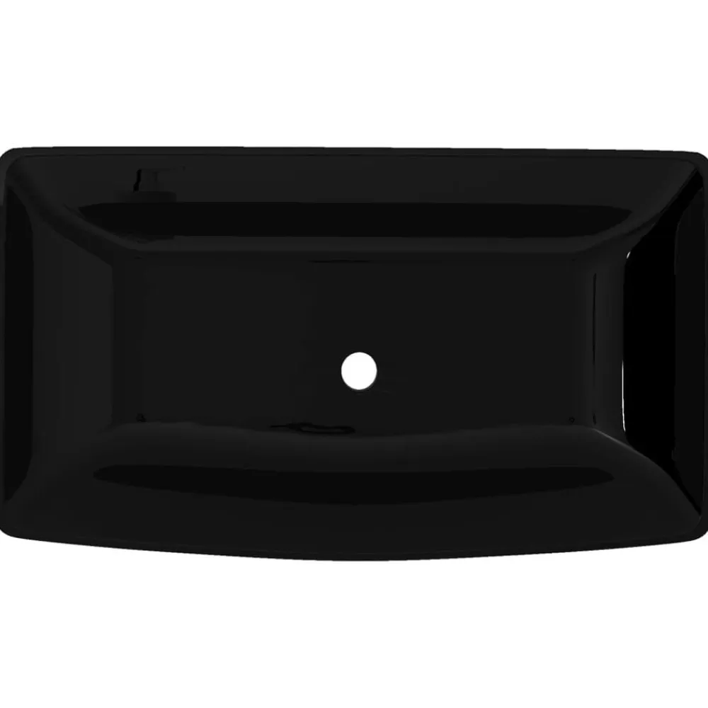 vidaXL Lavabo de cerámica rectangular Negro