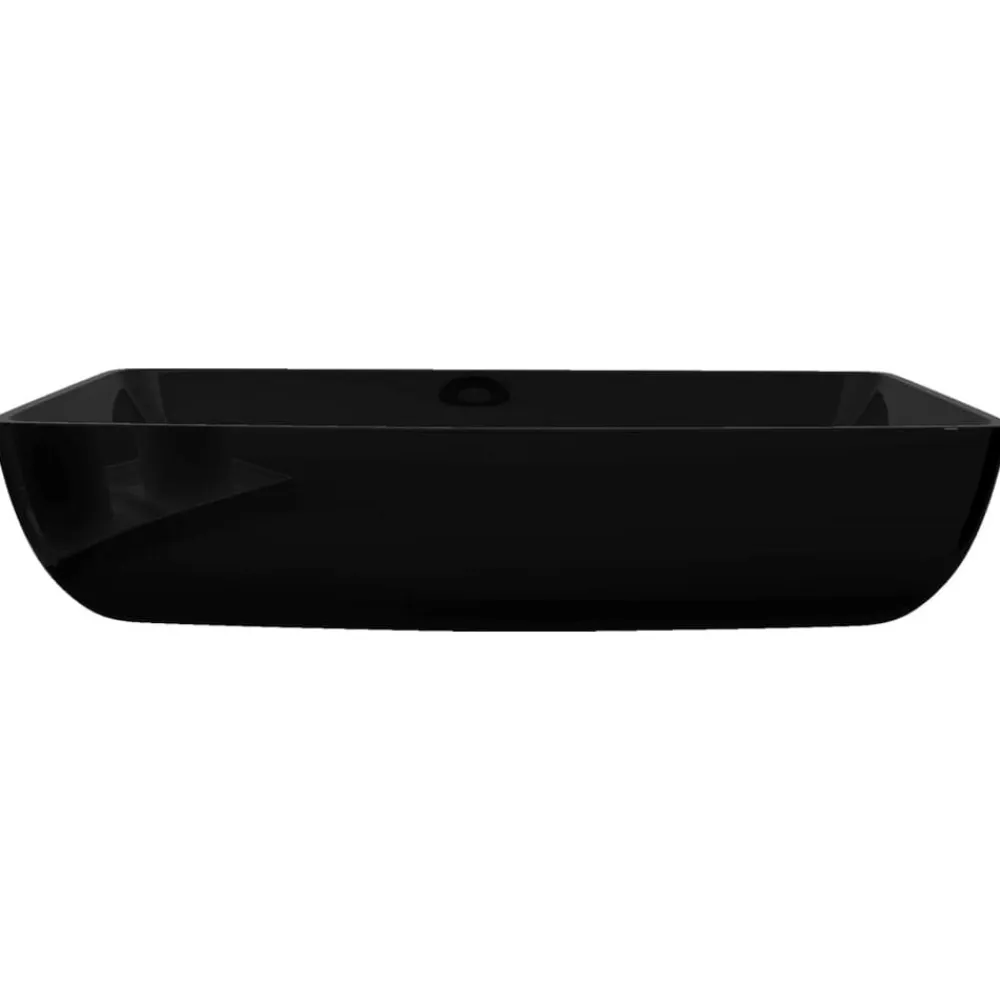 vidaXL Lavabo de cerámica rectangular Negro