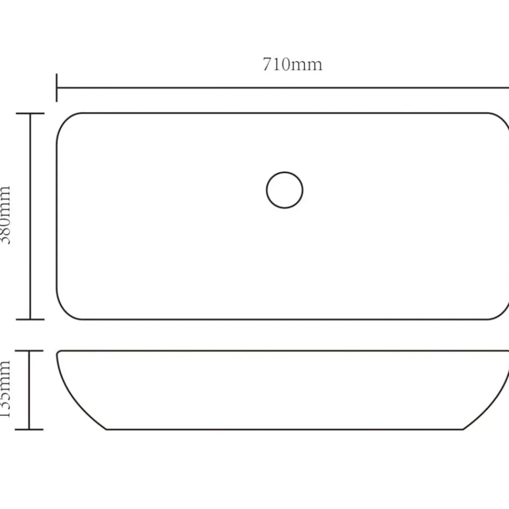 vidaXL Lavabo de cerámica rectangular Negro
