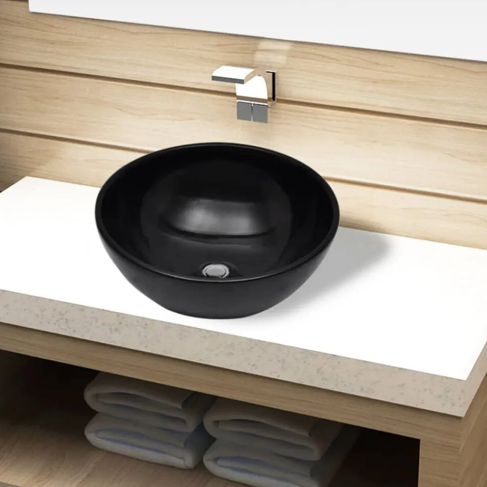 vidaXL Fontanería-Lavabo de cerámica redondo