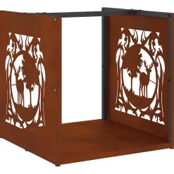 vidaXL Leñero 40x40x40 cm acero corten Acero oxidado Online