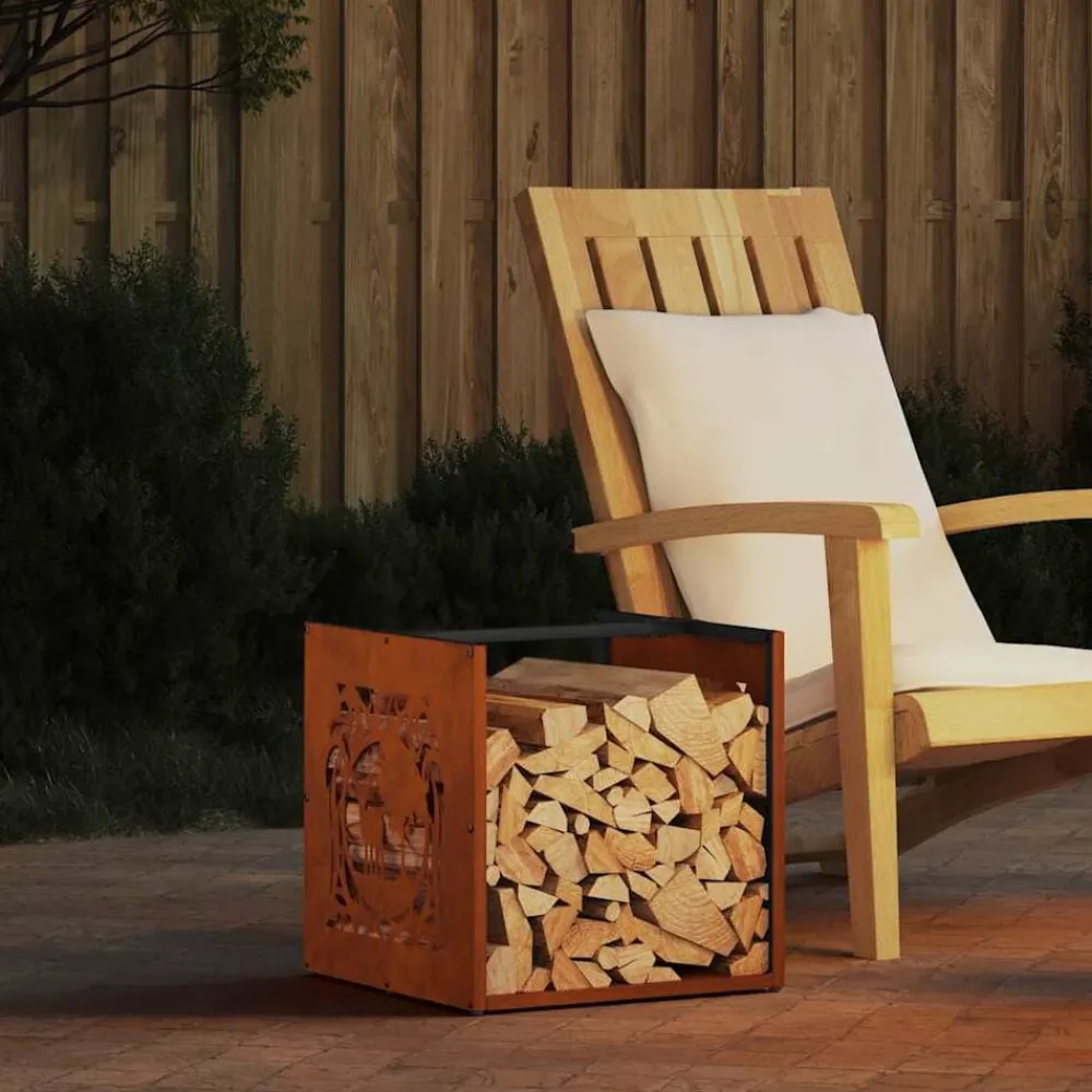 vidaXL Leñero 40x40x40 cm acero corten Acero oxidado Online
