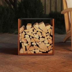 vidaXL Leñero 40x40x40 cm acero corten Acero oxidado Online