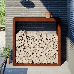 vidaXL Accesorios Para Hornos De Leña Y Chimeneas-Leñero 100x40x100 cm Acero oxidado