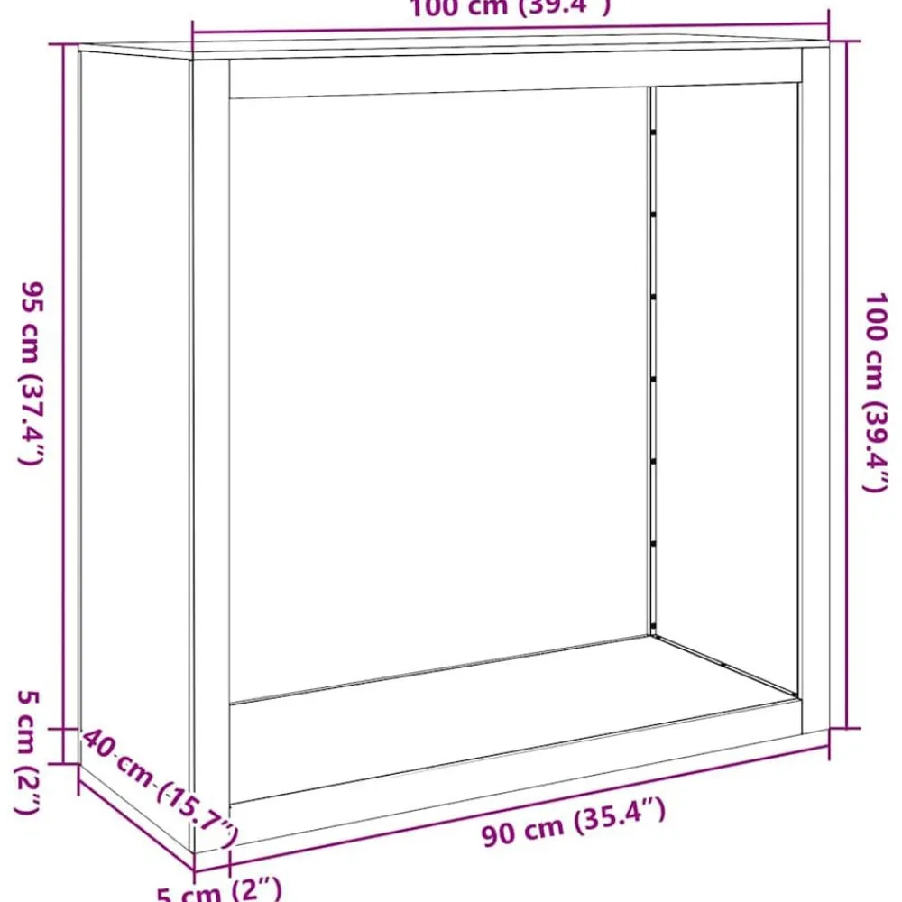 vidaXL Accesorios Para Hornos De Leña Y Chimeneas-Leñero 100x40x100 cm Acero oxidado