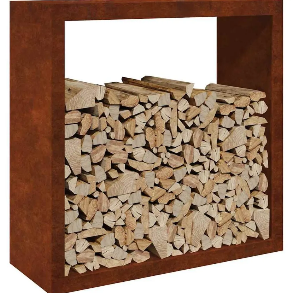 vidaXL Accesorios Para Hornos De Leña Y Chimeneas-Leñero 100x40x100 cm Acero oxidado